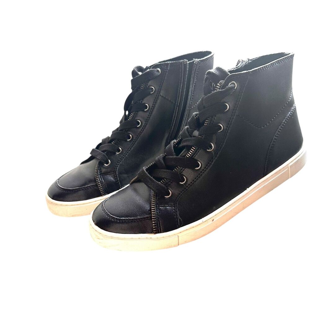 FRYE Sindy Moto Leather High Top Sneakers W Box Black Sz 11 - Picture 6 of 6